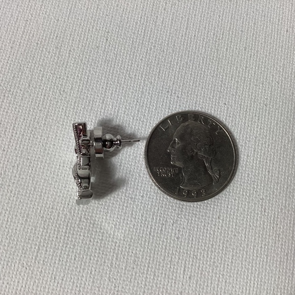 YSL Small Silver Logo Earrings - Picture 3 of 4